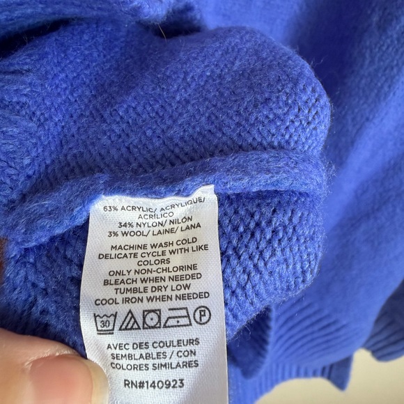 Loft Blue Wool Blend Turtleneck Tunic Sweater Womens M Winter Feminine - Picture 4 of 6